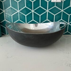 Silver and Black Metal Bowl